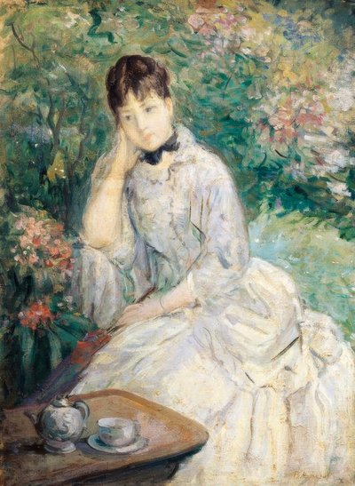 Ung kvinde siddende på en sofa, af Berthe Morisot