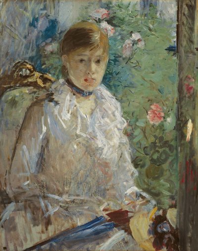 Ung kvinde sidder foran et vindue, kaldet Summer, 1879 af Berthe Morisot
