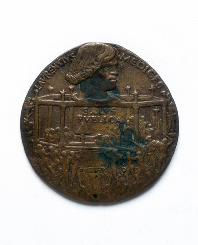 Medalje, der forestiller Pazzi-sammensværgelsen. Lorenzo de 