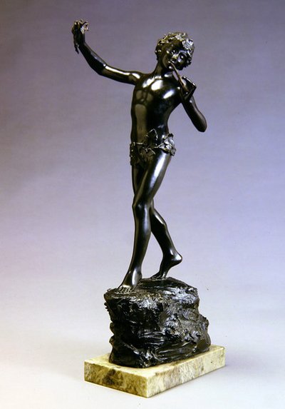 Pan (patineret bronze og marmor) af Bertram Alfred Pegram