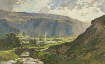 The Sun-Veiled Hills of Wharfedale af Bertram Priestman