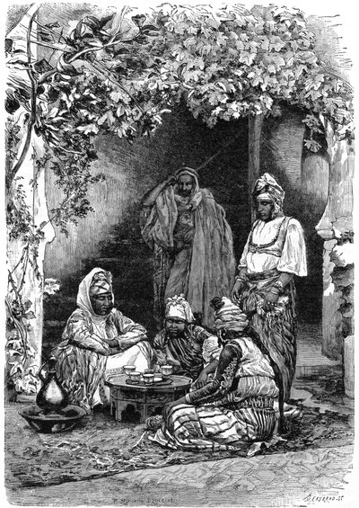 En arabisk familie i Tlemcen, Algeriet, c1890. af Auguste Bertrand