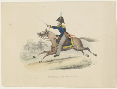 Belgisk generalmajor, 1830 Belgisk generalmajor (titel på objekt) Belgiske kostumer: antikke og moderne, militær, civil og religiøs, 1830 (serietitel) af Bertrand