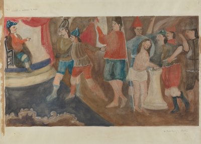 Korsets station nr. 1: Jesus er dømt til døden, ca. 1936. af Beulah Bradleigh