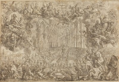 Koncilet i Trent med Saint Thomas, der besejrer kætterne af Biagio Falcieri