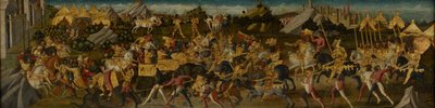 Scipio Africanus Besejrer Hannibal, ca. 1470 (tempera på stof monteret på panel) (se også 488155) af Biagio di Antonio