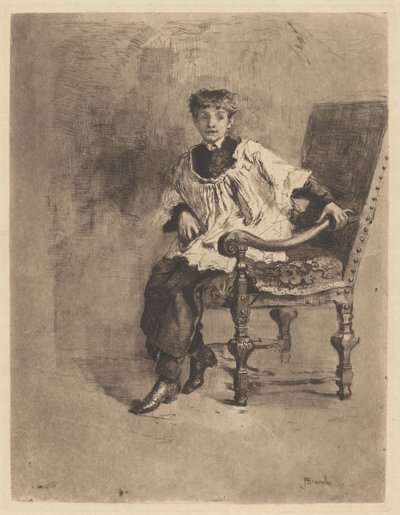 Siddende Acolyte, ca. 1872. af Bianchi Mose
