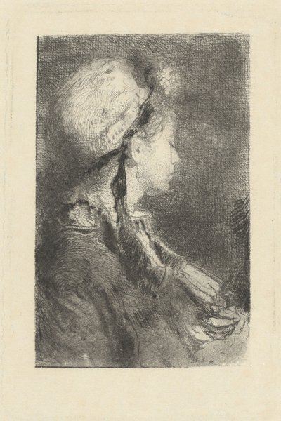 Kunstnerens hustru i profil mod højre, ca. 1880. af Bianchi Mose