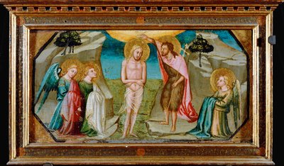 Kristi dåb med engle (maleri på lærred) af Bicci di Lorenzo