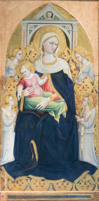 Tronende madonna med barn og fire engle, ca. 1433 (tempera og bladguld på panel) af Bicci di Lorenzo