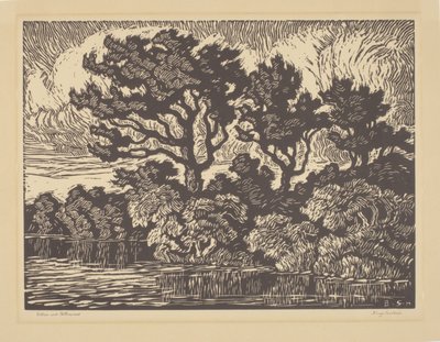 Willow and Cottonwood, ca. 1931 (linoleumssnit) af Birger Sandzen