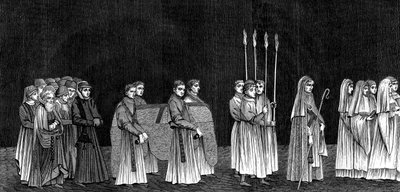 Rektor for universitetet og en procession af munke fra Saint-Victors Abbey, 15. århundrede 1849. af Bisson and Cottard