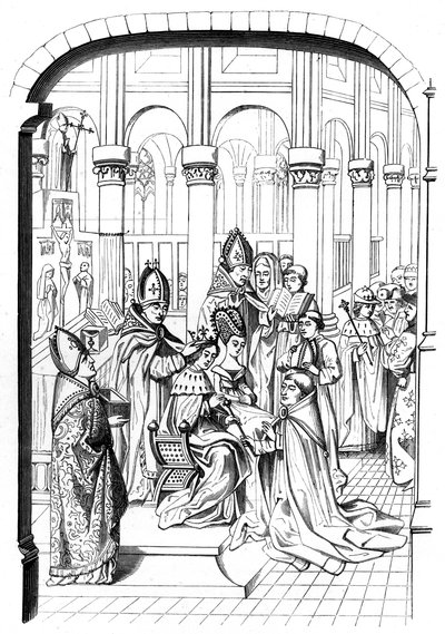 Kroningen af kong Charles V af Frankrig 1337-1380, 14. århundrede 1849. af Bisson and Cottard