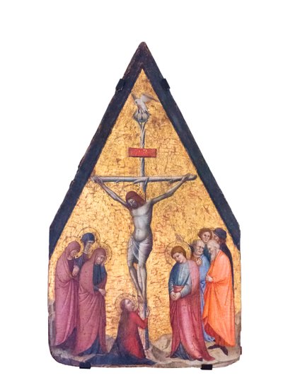 Korsfæstelsen (tempera og guld på træplade) af Bitino da Faenza