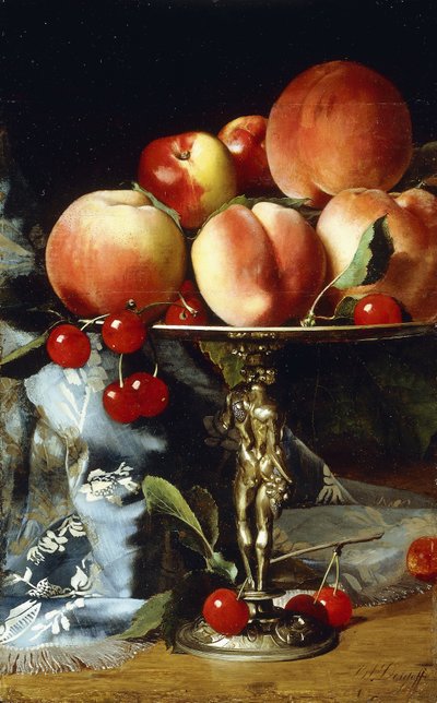 Et stilleben med ferskner, blomme og kirsebær, af Blaise Alexandre Desgoffe