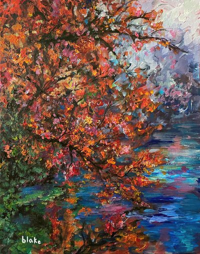 Autumn River, ca. 2021 (Akryl på lærred) af Blake Munch