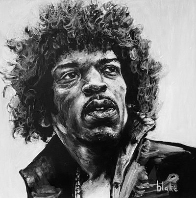 Jimi, ca. 2021 (Akryl på lærred) af Blake Munch