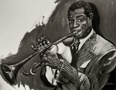 Louis Armstrong, ca. 2021 (Akryl på lærred) af Blake Munch