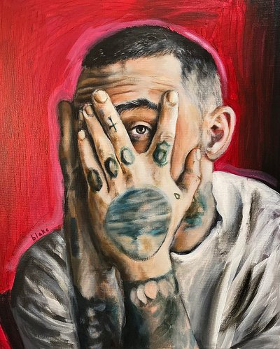 Mac Miller, ca. 2020 (Akryl på lærred) af Blake Munch