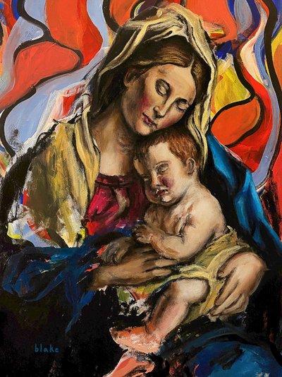Madonna And Child, ca. 2020 (Akryl på lærred) af Blake Munch