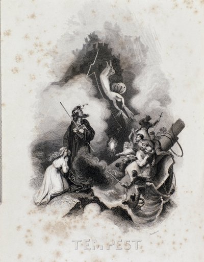 Blanchard-gravering til første akt af William Shakespeares The Tempest (gravering af Blanchard Blanchard