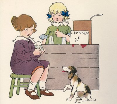 Unge piger ved deres limonadestand af Blanche Fisher Wright