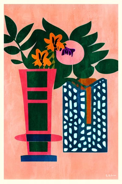 Farverige vaser med botaniske motiver af Bo Anderson