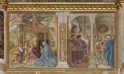 Central Aave, Fjerde Nordspan, Tilbedelse af Hyrderne, Omskæring, Boccaccio Boccaccino 1516-17 af Boccaccio Boccaccino