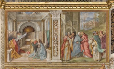 Centralskib, tredje nordspænd, bebudelse, visitation, Boccaccio Boccaccino 1516-17 af Boccaccio Boccaccino