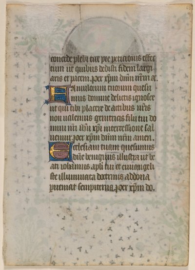 Blad fra en timebog: Tekst (verso) af Boethius Illuminator