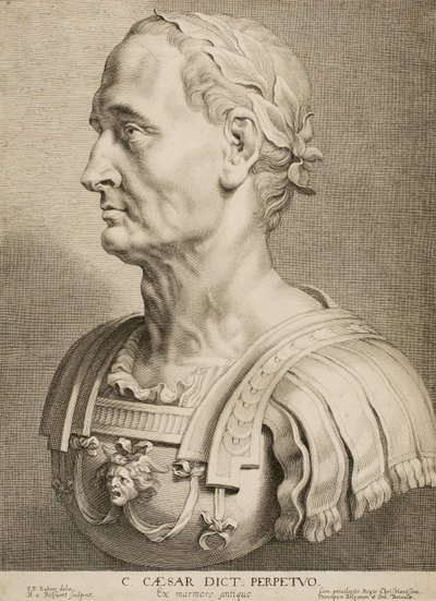 Julius Cæsar, evig diktator, fra tolv berømte græske og romerske mænd, ca. 1633 af Boetius Adams Bolswert
