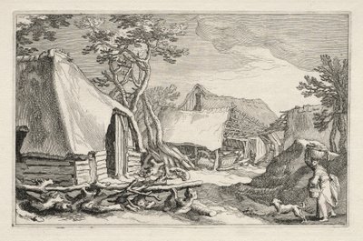 Landskab med Bondehuse, 1613-1614. af Boetius Adams Bolswert