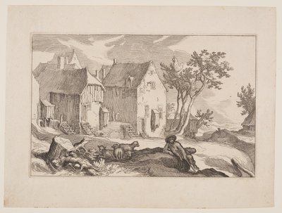 Planche 10, fra Landskaber med bondegårde af Boetius Adams Bolswert