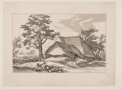 Planche 12, fra Landskaber med bondegårde af Boetius Adams Bolswert