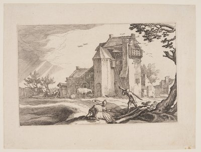 Planche 15, fra Landskaber med bondegårde af Boetius Adams Bolswert