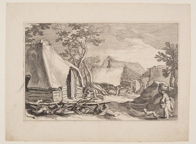 Planche 18, fra Landskaber med bondegårde af Boetius Adams Bolswert