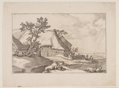 Planche 3, fra Landskaber med bondegårde af Boetius Adams Bolswert
