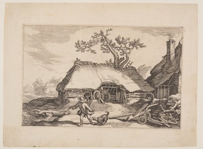Planche 6, fra Landskaber med bondegårde af Boetius Adams Bolswert