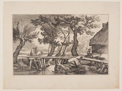 Planche 8, fra Landskaber med bondegårde af Boetius Adams Bolswert