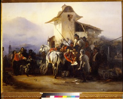 Anholdelsen af ​​en spion. Maleri af Gottfried (Bogdan Pavlovich) Willewalde (1818-1903), olie på lærred af Bogdan Willewalde