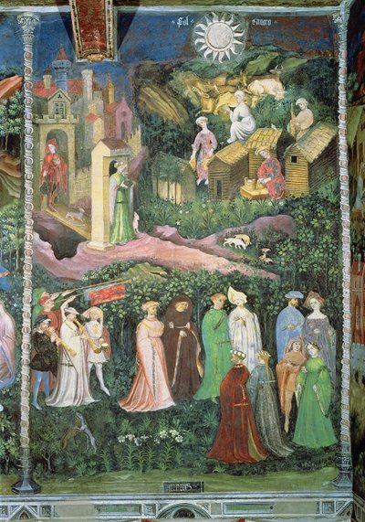 Juni måned, ca. 1400 (fresko) af Bohemian School