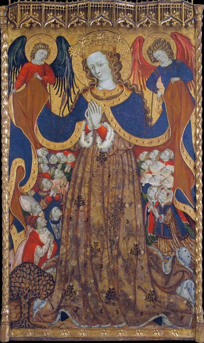 La Vierge de Misericorde - Peinture de Bonanat Zaortiga (actif 15eme siecle), tempera på træ (223x126,8 cm), omkring 1430 - Virgin of Mercy, Tempera på panel af Bonanat Zaortiga, ca 1430 - Museu Nacional d