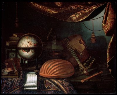 Stilleben med musikinstrumenter, 1715. af Bonaventura Bettera