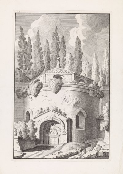 Ruïne af en romersk rund tempel Relikvier fra den antikke by Rom (serietitel) af Bonaventura van Overbeek