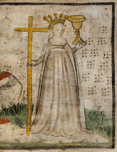 Nordlige tværskib, Ærkeenglen St. Michaels alter, bag altertavlen freskerne af Bonifacio Bembo, La Vituà La Faith af Bonifacio Bembo