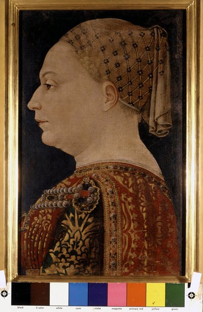 Portræt af Bianca Maria Visconti, kone til Francesco Sforza (1401-1466) af Bonofacio Bembo omkring 1470. Pinacoteca di Brera, Milano. af Bonifacio Bembo
