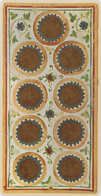 De ni mønter, faksimile af et tarotkort fra 