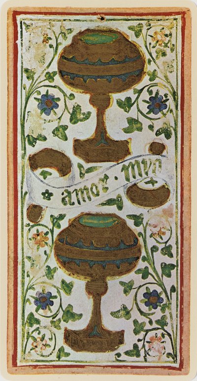 The Two of Cups, faksimile af et tarotkort fra 