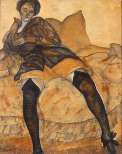 En siddende kvinde, ca. 1918 af Boris Dmitrievich Grigoriev