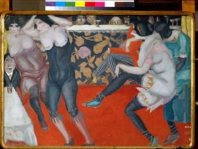 At the cabaret - Maleri af Boris Dmitryevich Grigoriev (1886-1939) olie på lærred (61x80 cm) af Boris Dmitrievich Grigoriev